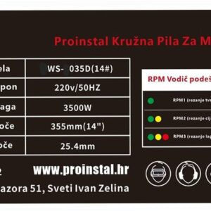 Pila za metal Proinstal 355-P 3500W 16 polcica